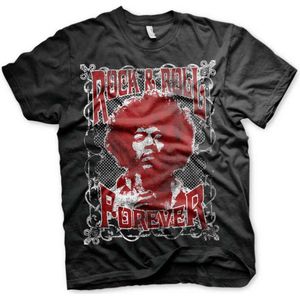 Jimi Hendrix Unisex Tshirt -4XL- Rock 'n Roll Forever Zwart