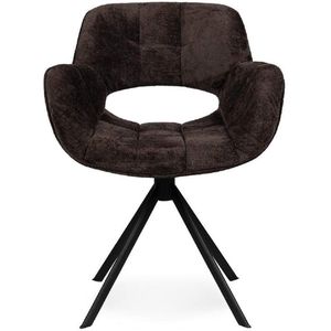 PTMD Link Dining Chair Dark Brown Fabric With Metal Legs