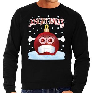 Foute Kerst trui / sweater - Angry balls - zwart voor heren - kerstkleding / kerst outfit M