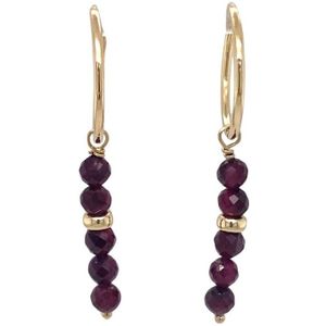 Pat's Jewels Oorbellen - Oorbellen Dames - Dames Oorbellen - Oorringen - Granaat Hanger - Bordeaux Rood