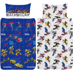 Transformers dekbedovertrek - eenpersoons - Transformer dekbed - blauw / wit