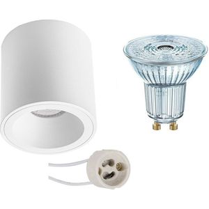 OSRAM - Opbouwspot Set - Parathom PAR16 927 36D - Proma Cliron Pro - GU10 Fitting - Dimbaar - Opbouw Rond - Mat Wit - 3.7W - Warm Wit 2700K - Verdiept - Ø90mm