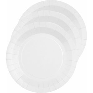 Santex feest gebak/taart bordjes - wit - 20x stuks - karton - D17 cm