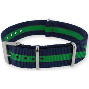 NATO Horlogeband G10 Military Nylon Strap Regimental Blauw Groen 20mm