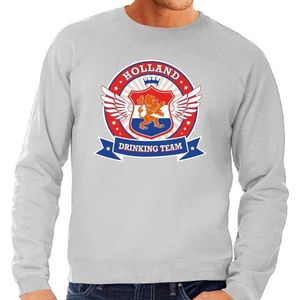Grijs Holland drinking team sweater / sweater rwb heren -  Nederland supporter kleding S