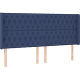 vidaXL - Hoofdbord - met - randen - 203x16x118/128 - cm - stof - blauw