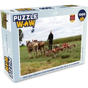 Puzzel Een man gebruikt zijn paarden om zijn veld te ploegen - Legpuzzel - Puzzel 1000 stukjes volwassenen