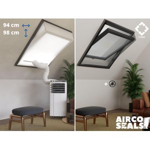 Raamafdichtingskit Mobiele Airco - Met Hor – 94 x 98 cm Velux PK04 | Fakro/Optilight 15 | Roto 09/09 - Dakraam - Airco Slang Afsluiten – Velux Tuimelvenster Oplossing - Dakraam Afdichting