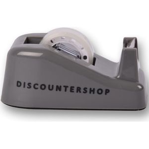 Discountershop Grijze Plakbandhouder Dispenser Set - Inclusief 2 Rollen 12mm Plakband - - Voor Klussen, Kantoor & School - 10cm x 5.5cm x 4cm
