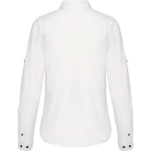 Blouse Dames M Kariban Lange mouw White 55% Linnen, 45% Katoen