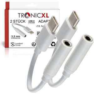 TronicXL 2x Connector USB-C plug naar 3,5 mm jack voor uw smartphone, tablet en meer – USB-C adapter – koptelefoon, microfoon - audioadapter