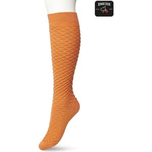 Bonnie Doon Bio Kabel Kniekousen Dames Oranje maat 36/42 - Kabel patroon in Ruit Vorm - Biologisch Katoen - Uitstekend draagcomfort - Cable Knee High - OEKO-TEX - Gladde Naden - Duurzaam Huidvriendelijk Bio Katoen - Bruin - Sudan Brown - BP211506.367