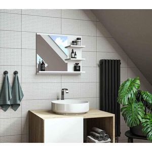 Badkamerspiegel met planken, witte badkamerspiegel 60 cm wandspiegel badkamerspiegel badkamerspiegel R