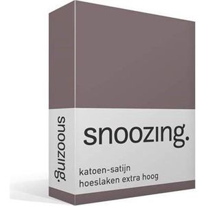 Snoozing - Katoen-satijn - Hoeslaken - Extra Hoog - Eenpersoons - 80x220 cm - Taupe
