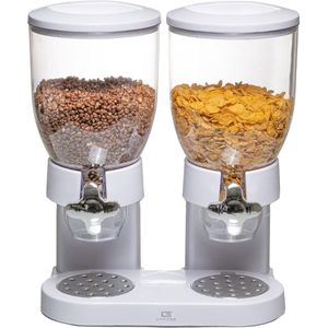 Cereal Dispenser/Cereal Dispenser/Cereal Dispenser/Double Dispenser for Cereals, Cornflakes and Cereals - White - 33 x 20 x 42 cm