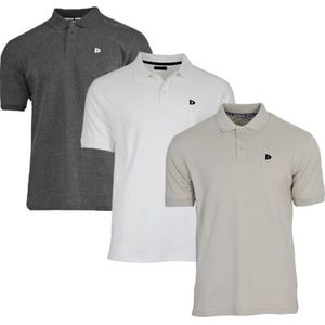 3-Pack Donnay Polo (549009) - Sportpolo - Heren - Charcoal-marl/White/Sand (574) - maat XL