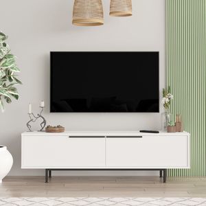 Vica Nordica TV Meubel - 160cm - Wit - Scandinavisch Design Staande Tv Kast op Metalen Poten