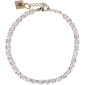 Manfield - Dames - Goudkleurige strass armband - Maat 1