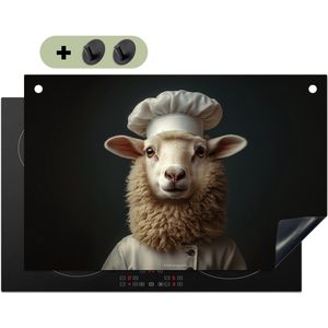 KitchenYeah® Inductie beschermer 83x52 cm - Schaap - Wol - Kok - Kookplaataccessoires - Afdekplaat voor kookplaat & Spatscherm achterwand - Inductiebeschermer - Inductiemat - Inductieplaat mat - Keuken decoratie