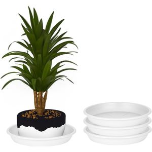 Juypal Plantenschotel - 3x - wit - kunststof - Dia 30,5 cm - onderschotel/opvangschaal
