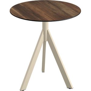 Essentials Infinity Tripod Terrastafel Zand Frame + Tropical Wood HPL 70 cm - 140031270 - Horeca & Professioneel