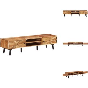 vidaXL TV-meubel Naturel Acaciahout - 145 x 35 x 35 cm - Massief hout - Opbergruimte - Kast