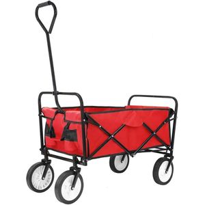 Bolderkar - Tuinwagen - Opvouwbare - Stevige Transportkar 110L - Heavy Duty Camping Trolley - Grote Wielen - en Waterdicht - Voor Tuin - Strand - en Boodschappen - Rood