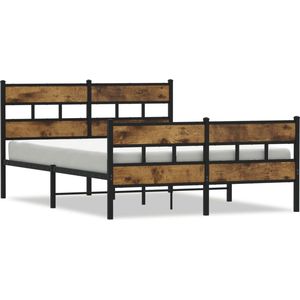 vidaXL - Bedframe - zonder - matras - metaal - gerookt - eikenkleurigx200 - cm