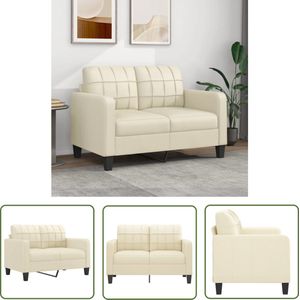 The Living Store Tweezitsbank 120 cm kunstleer crèmekleurig - Tweezitsbank - Bankstellen - Salon Meubilair - Lederlook - Creme Kleur