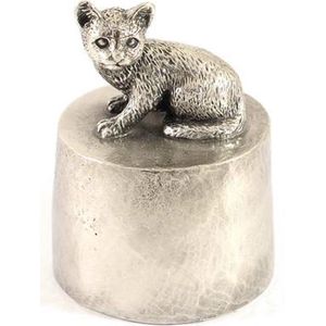 Poes zittend Zilvertin - Katten Asbeeld Dieren Urn Voor Uw Geliefde Poes Kat