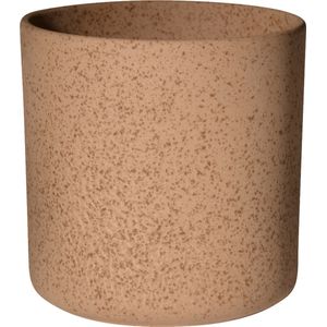 Hakbijl Plantenpot/bloempot Cindy - bruin - keramiek - cilinder - D17 x H17 cm