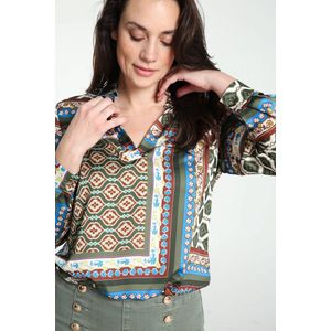 Cassis Satijnen blouse met grafisch motief