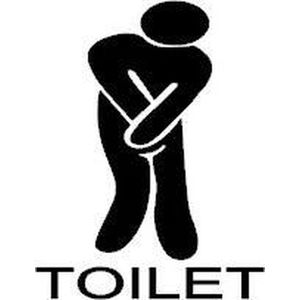 Sticker voor heren toilet man met hoge nood zwart | Rosami