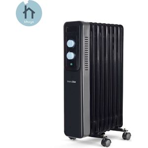 Thuys Olieradiator 9 Kamers - Elektrisch - 3 Standen - Tot 1500W - Oliegevulde Radiator - Verplaatsbaar met Wieltjes - Elektrische kachel - Zwart