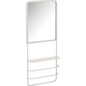 J-Line hangrek met spiegel - metaal/glas - wit
