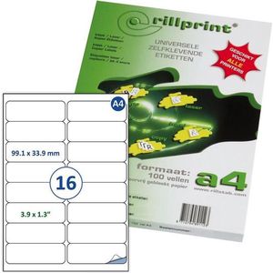 Etiketten Rillprint, 89139, 99,1x33,9mm, 16 op een vel