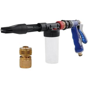 Verstelbaar hogedrukspuitpistool 2-in-1 auto-sproeireiniger - schuimfles en snelmontage-adapter - blauw