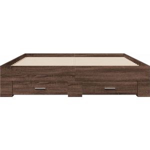 vidaXL - Bedframe - met - lades - bewerkt - hout - bruin - eikenkleur - 140x200 - cm