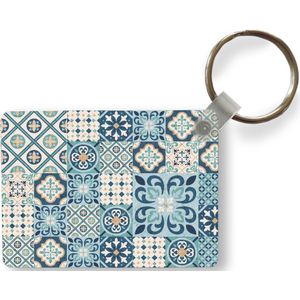 Sleutelhanger - Bloemen - Blauw - Design - Tegel - Uitdeelcadeautjes - Plastic