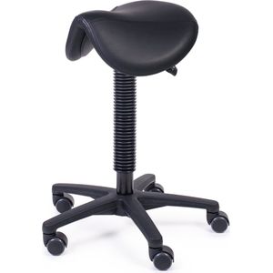 MTM zadelkruk ATLA 200-N – ergonomisch smal zadel – kunstleer – kunststof kruisvoet – wielen – zwart – 52/72 cm