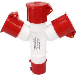 Stekker voor Industriële Locaties - Waterdicht IP44 Gekruist 1 in 3 uit 4-pins 2P N E - Meerdere Stopcontacten - 380-415 V Isolatie Slijtvast Vlamvertragend