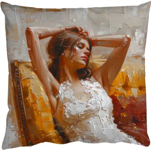 Sierkussens - Kussentjes Woonkamer - 60x60 cm - Vrouw - Kunst - Abstract - Modern
