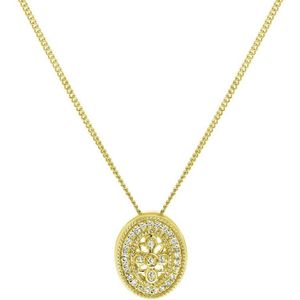 Lucardi Dames Ketting diamant (0,07ct) - 14 karaat goud - Ketting - Cadeau - Moederdag - 45 cm - Geelgoud