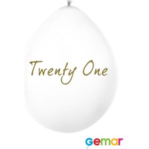 Ballonnen Twenty One Wit met opdruk Goud (lucht)