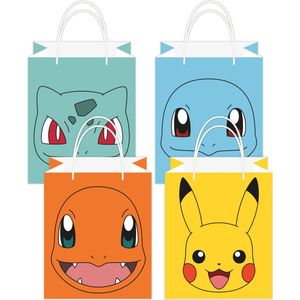 Amscan Pokemon themafeest uitdeelzakjes - 8x - papier - 13 x 22 cm