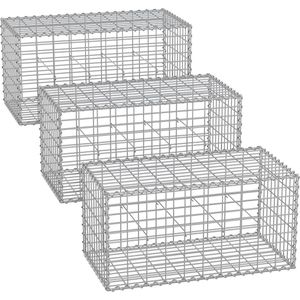 Zilver Rootz Gabion Set - Metalen gaas - Spiraalstok - Afstandshaken - Gegalvaniseerd staal - 100 cm x 50 cm x 50 cm - Zwaar uitgevoerd - Eenvoudige montage - Roestbestendig