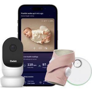Owlet Dream Sock & Cam 2 Bundel - Medisch gecertificeerde slimme babyfoon met camera en live hartslag-, zuurstof- en gezondheidsmeldingen – Roze