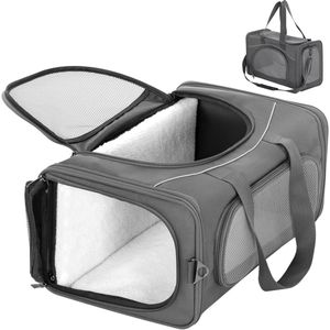 LifeStages® Draagtas kat, transporttas, honden en katten, hondentransportbox, opvouwbaar, voor reizen, vliegtas, hond, 47 x 22 x 27 cm
