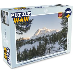 Puzzel Een bergweg met uitzicht op het Amerikaanse landschap tijdens kerst - Legpuzzel - Puzzel 500 stukjes - Kerst - Cadeau - Kerstcadeau voor mannen, vrouwen en kinderen