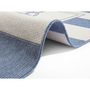 Flycarpets Omkeerbaar Binnen & Buitenkleed Maritiem Design - Laagpolig Vloerkleed - Gandara- Blauw / Creme - 200x290 cm